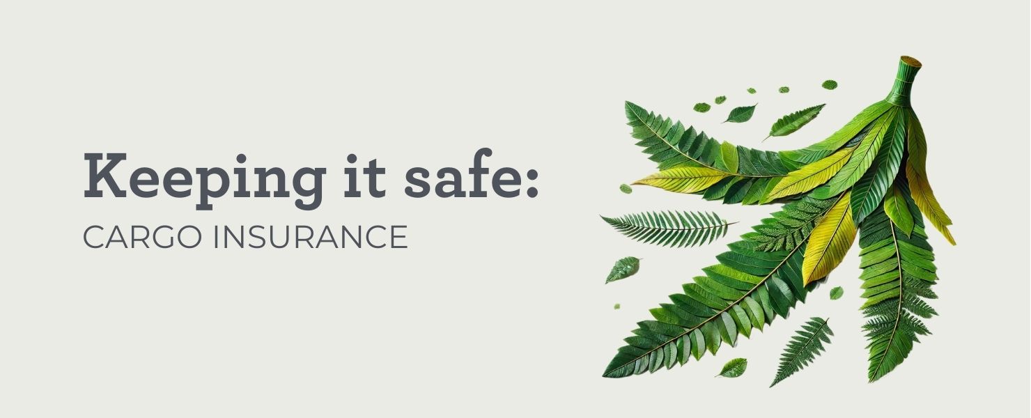 Banana made out of green leaves to illustrate the topic of Cargo Insurance and Green Leaves Logistics