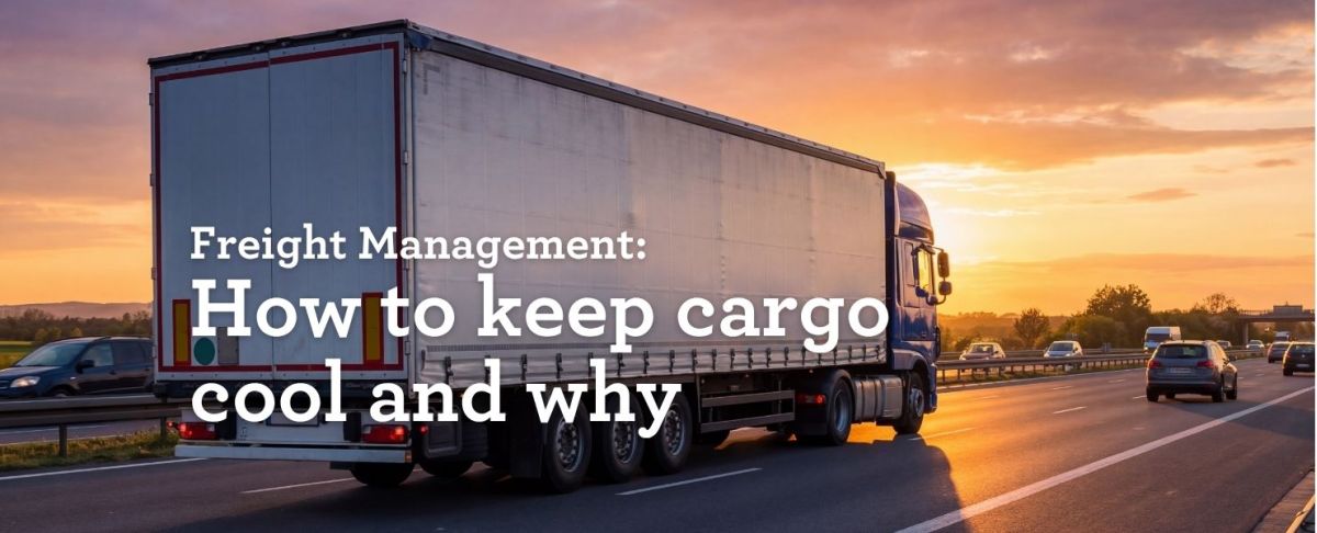 Cargo on a freight truck speeding into the sun as a sample for how to keep goods cool in hot weather